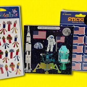 Patriotic Stickers Mrs. Grossman's Apollo Program Stickopotamus Rockets USA Flag